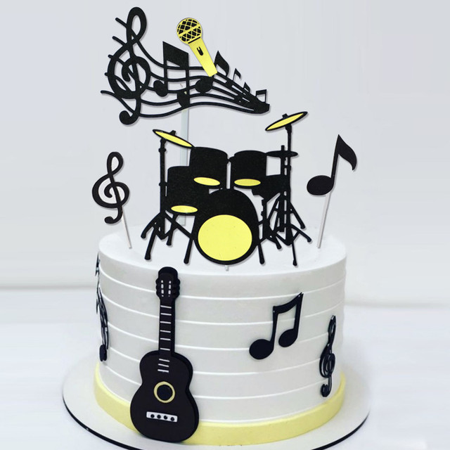 Topo musical para cupcake, 8 peças, com tema musical de happy